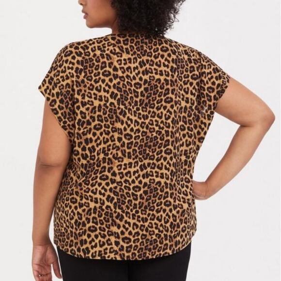TORRID Leopard Animal Print Tie-Front Midi Top Sz 0 - Picture 4 of 10